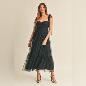 Petal & pup polka tot textured tulle ruffle midi dress nwot